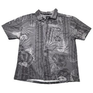 Primitive Skateboarding Button Up Shirt Mens Large Floral‎ Tropical Print Gray